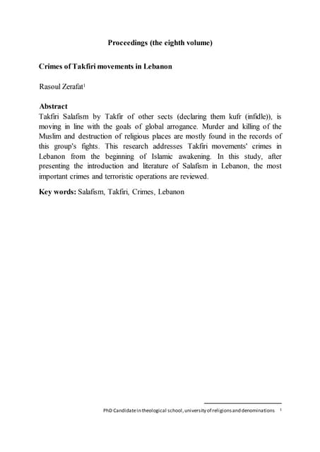 Crimes of Takfiri movements in Lebanon 