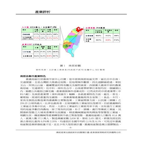 南部產業概述(傳統產業加值轉型推動計畫)