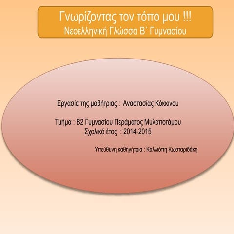 Μαθητική εργασία : Γνωρίζοντας τον τόπο μου ! 
