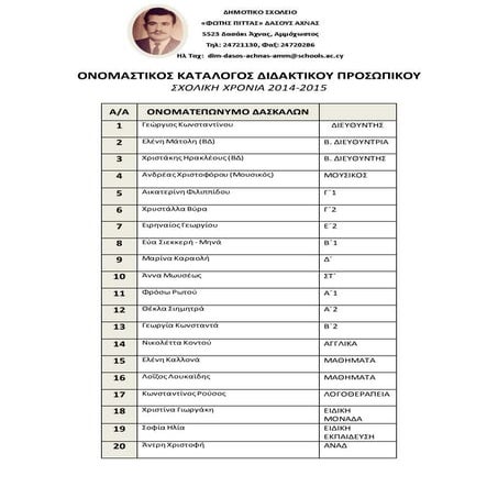 ΔΙΔΑΚΤΙΚΟ ΠΡΟΣΩΠΙΚΟ