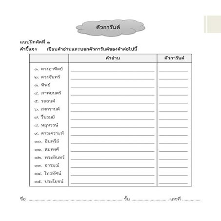 แบบฝึกหัด ตัวการันต์