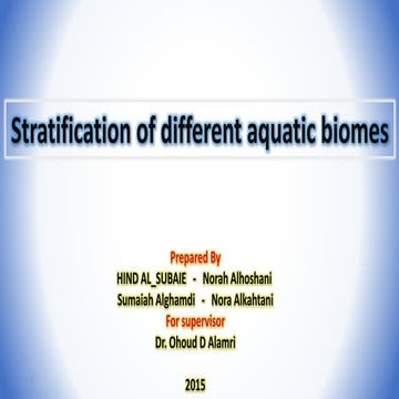stratification of water environments -