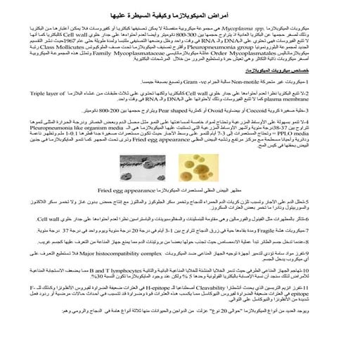 أمراض الميكوبلازما وكيفية السيطرة عليها دكتور فارس الخياط