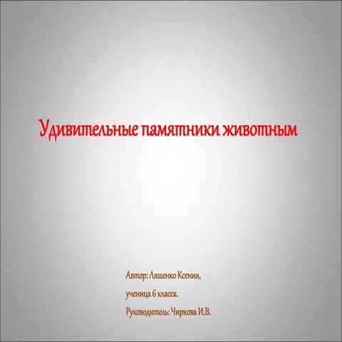 "Удивительные памятники животным"