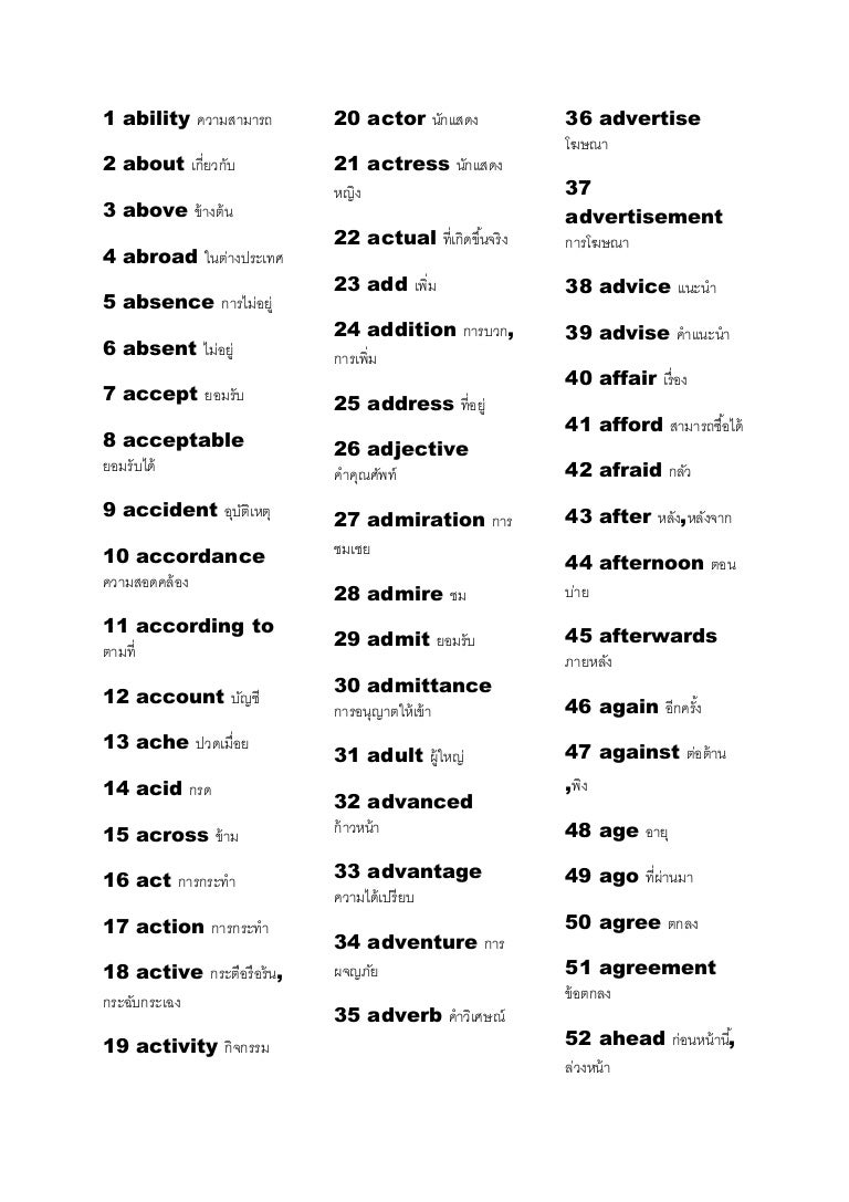 คำศัพท์ภาษาอังกฤษที่มีการใช้มากที่สุด