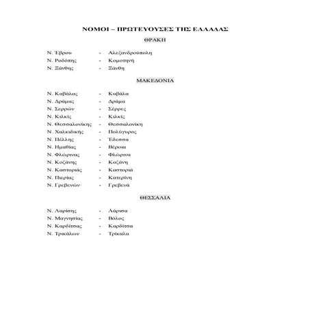 νομοι και πρωτευουσες της ελλαδας