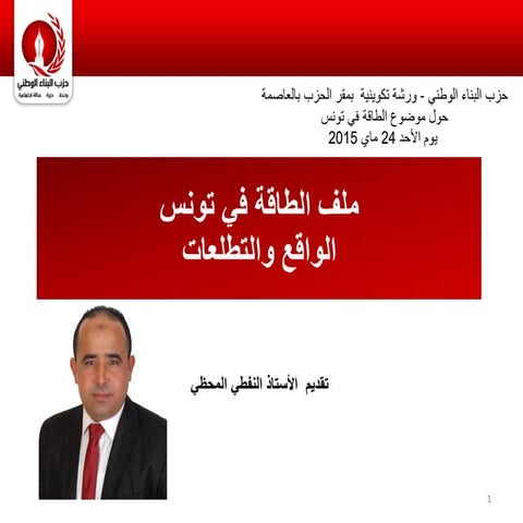 ملف الطاقة في تونسالواقع والتطلعات  - النفطي المحظي - حزب البناء الوطني 