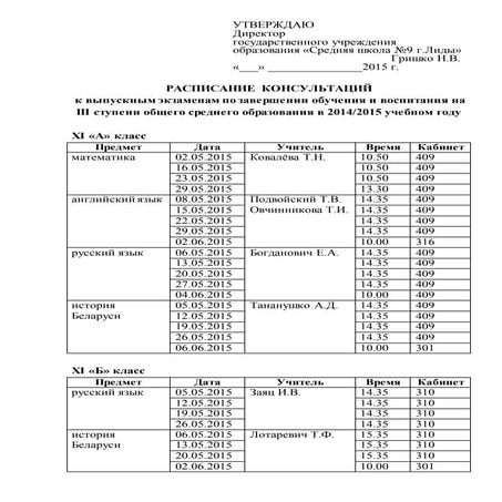 расписание консультаций ііі ступень