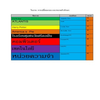 ใบงาน ตาราง