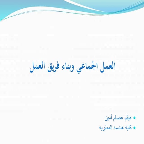 العمل الجماعي وبناء فريق العمل