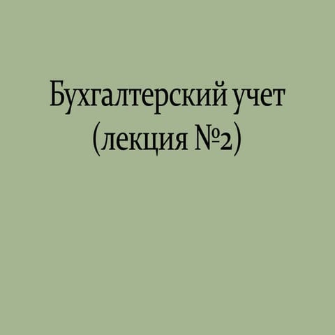 Бухгалтерский учет (лекция 2)