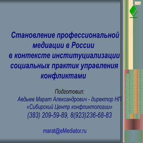  Становление профессиональной медиации в России 