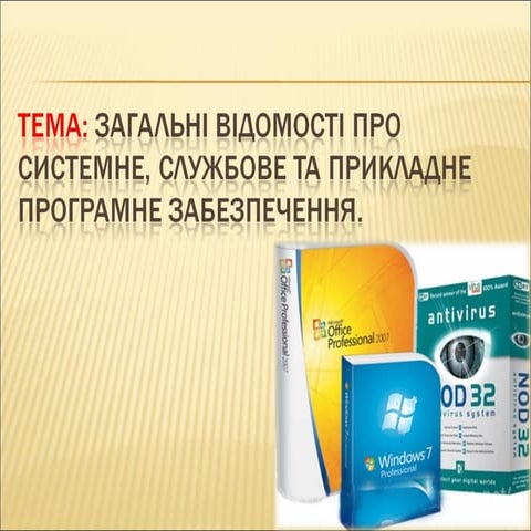 загальні відомості про системне, службове та прикладне програмне забезпечення.