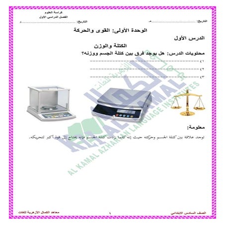  مراجعة العلوم النهائية للصف السادس الابتدائى للترم الأول