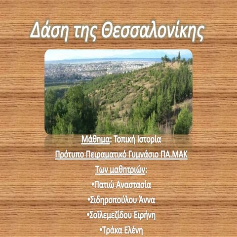 Τα δάση της Θεσσαλονίκης- Τοπική Ιστορία Γ΄ Γυμνασίου