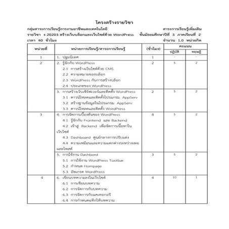 โครงสร้างรายวิชา