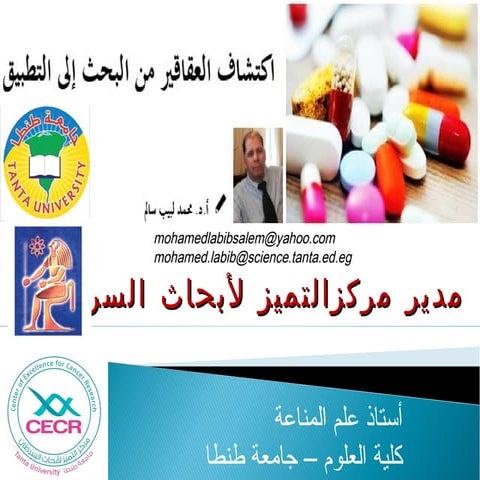 اكتشاف العقاقير من البحث إلى  التطبيق ا.د. محمد لبيب سالم كلية العلوم جامعة  ...