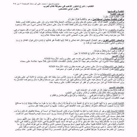 تلخيص شرح شذور الذهب  معدل