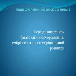 онтогенез. ембріогенез