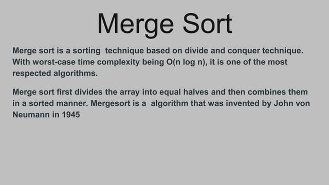 Merge Sort | PPT