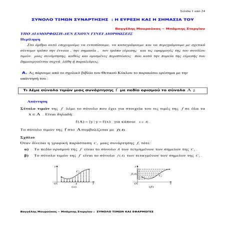 συνολο τιμων συναρτησησ
