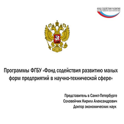 Соловейчик Кирилл Александрович - Программы ФГБУ 
