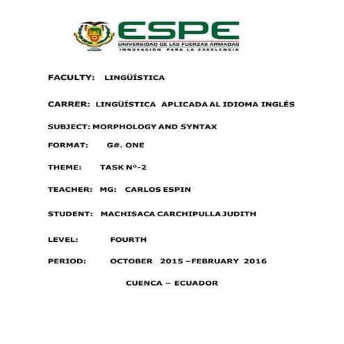 . Morphology. syntax