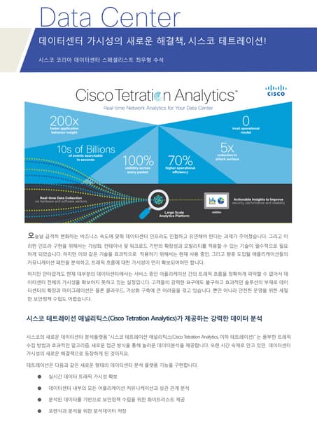 데이터센터 가시성의 새로운 해결책 시스코 테트레이션