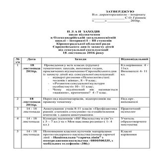 План проведення Європейського Дня і...