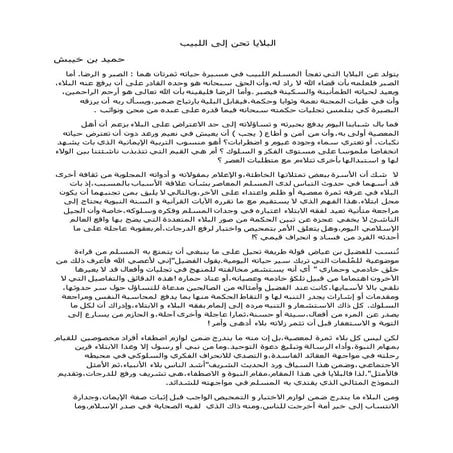 البلايا تحن إلى اللبيب