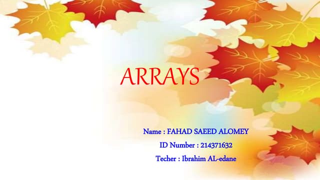 ARRAYS | PPT