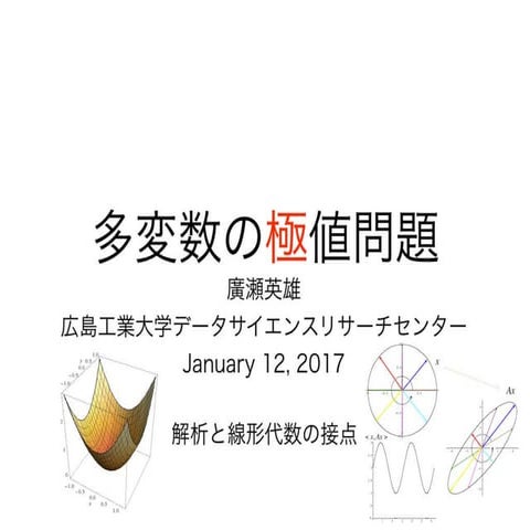 多変数の極値問題は解析と線形代数の融合だ