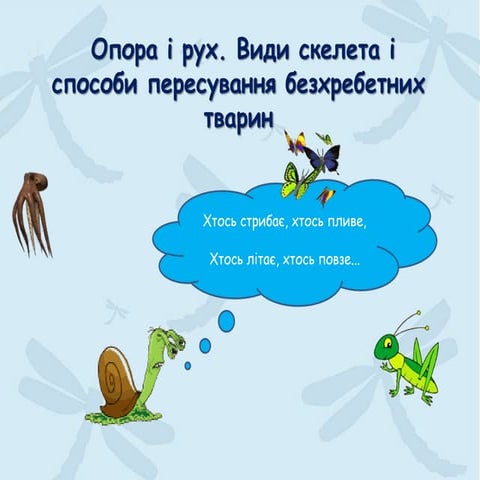 Опора і рух. Види скелетів і способи пересування безхребетних тварин.