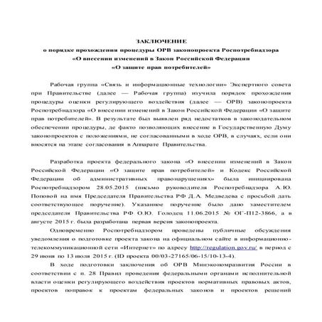 Заключение экспертной рабочей группы при Правительстве РФ по законопроекту о "товарных агрегаторах"