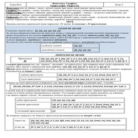 Фонетика, 5 клас