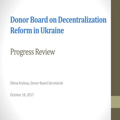 Donor Board on Decentralization Reform in Ukraine