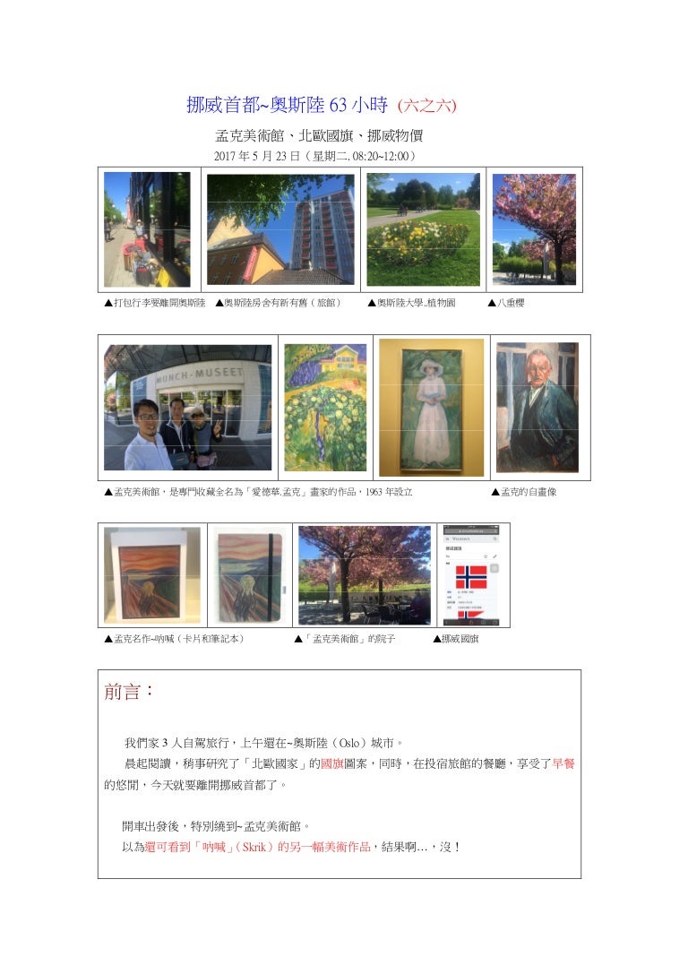 挪威首都奧斯陸 六之六 孟克美術館 北歐國旗 挪威物價 17 05 22