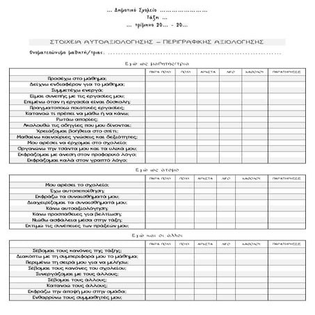 Αυτοαξιολόγηση - Περιγραφική Αξιολόγηση