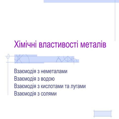 Хімічні властивості металів