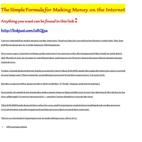 The Simple Formula for Making Money on the Internet