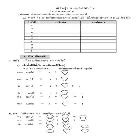 ใบงานเสียงในภาษาไทย