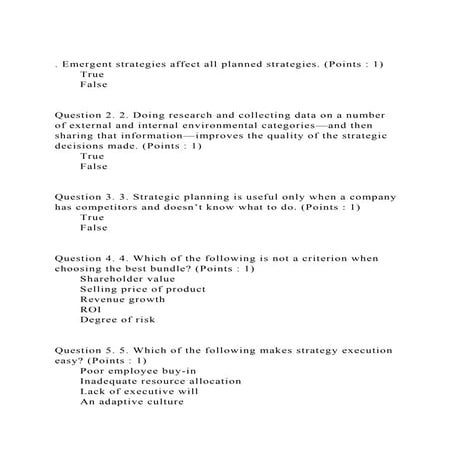 . Emergent strategies affect all planned strategies. (Points  1) .docx