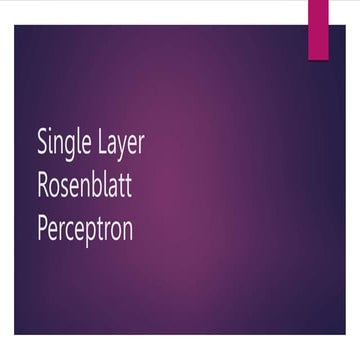 Single Layer Rosenblatt Perceptron