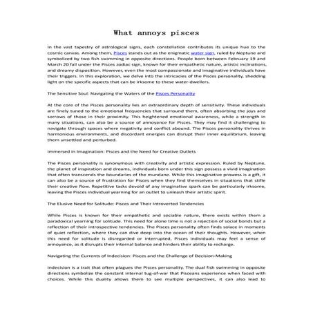 What annoys pisces