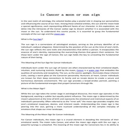 is Cancer a moon or sun sign