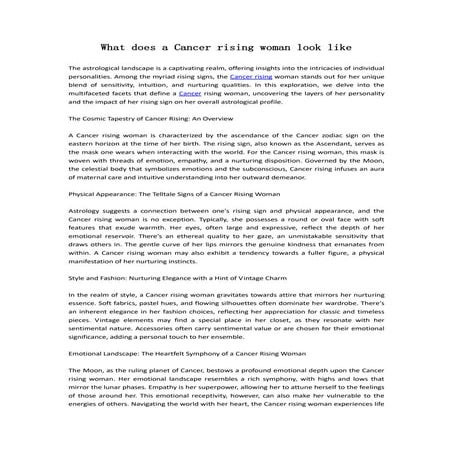 What does a Cancer rising woman look like