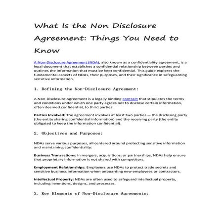 What Is the Non Disclosure Agreement: Things You Need to Know