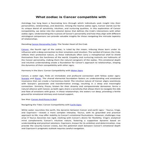 What zodiac is Cancer compatible with