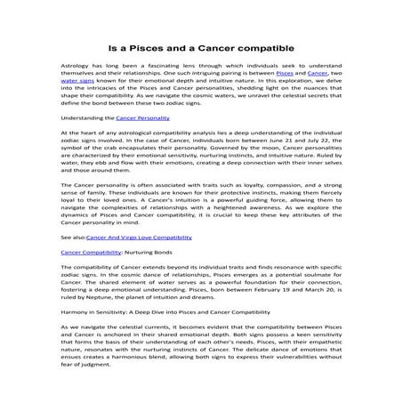 Is a Pisces and a Cancer compatible