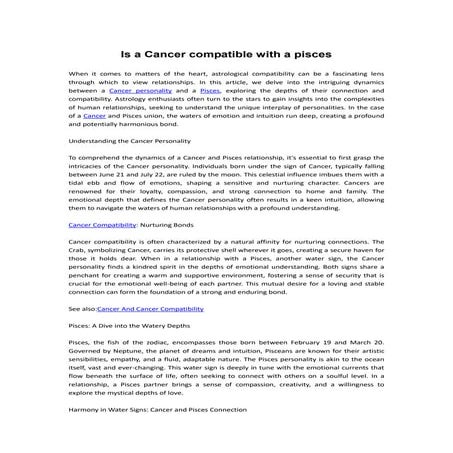 Is a Cancer compatible with a pisces